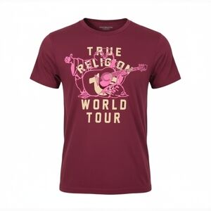 True Religion Woman's Burgundy World Tour Tee
